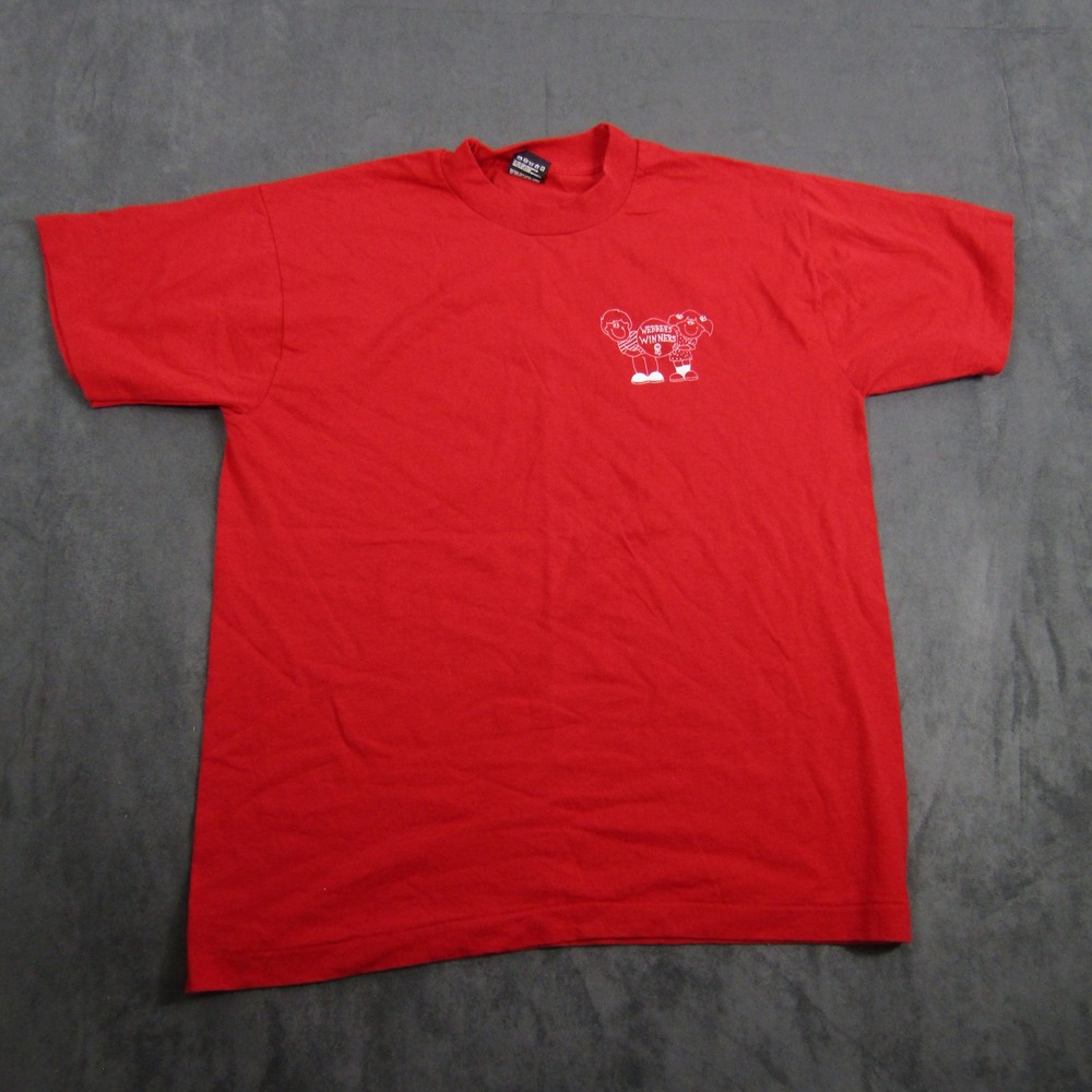 Best Fruit of the Loom T-Shirt Mens L Red Webber's Winners Single Stitch Vintage